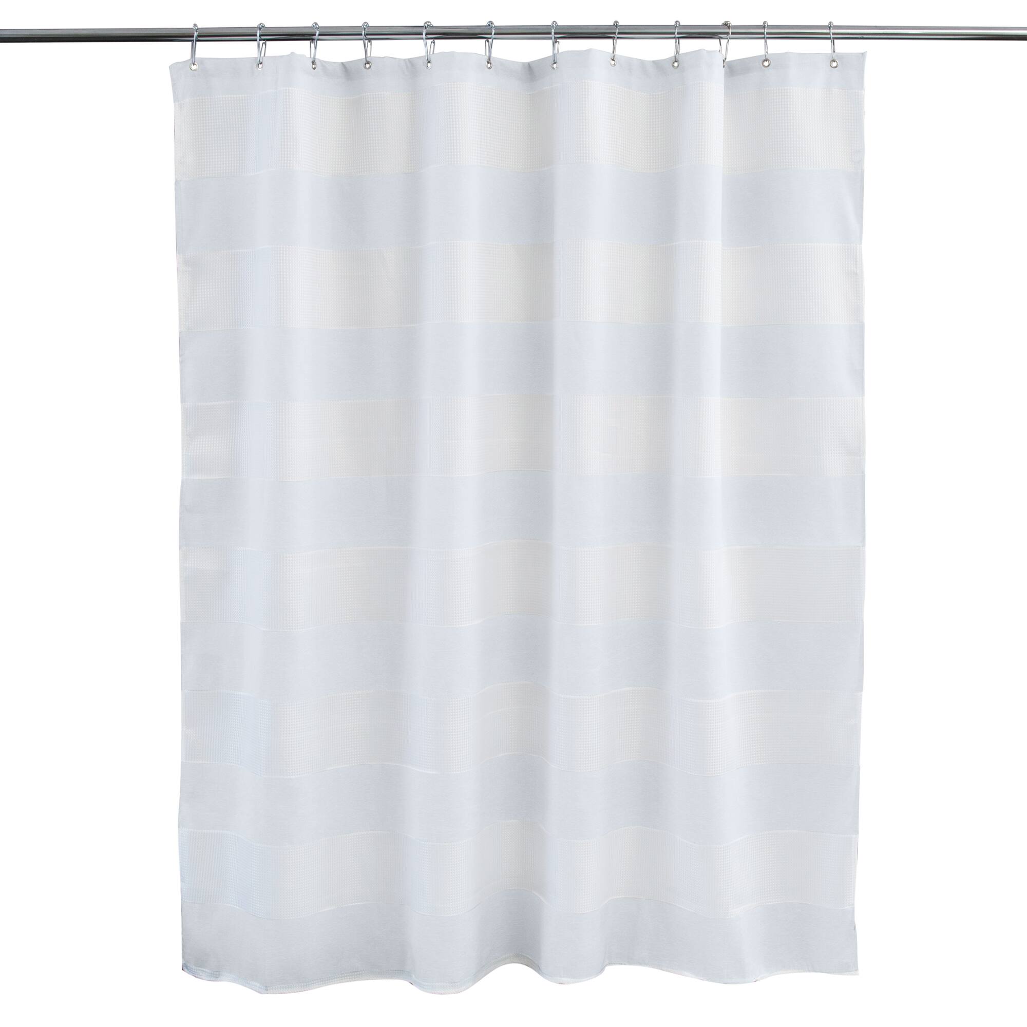 Elle Décor White Jacquard Weave Shower Curtain